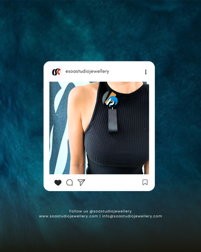 Detachable Arty Necklace Brooch in Ocean Colour