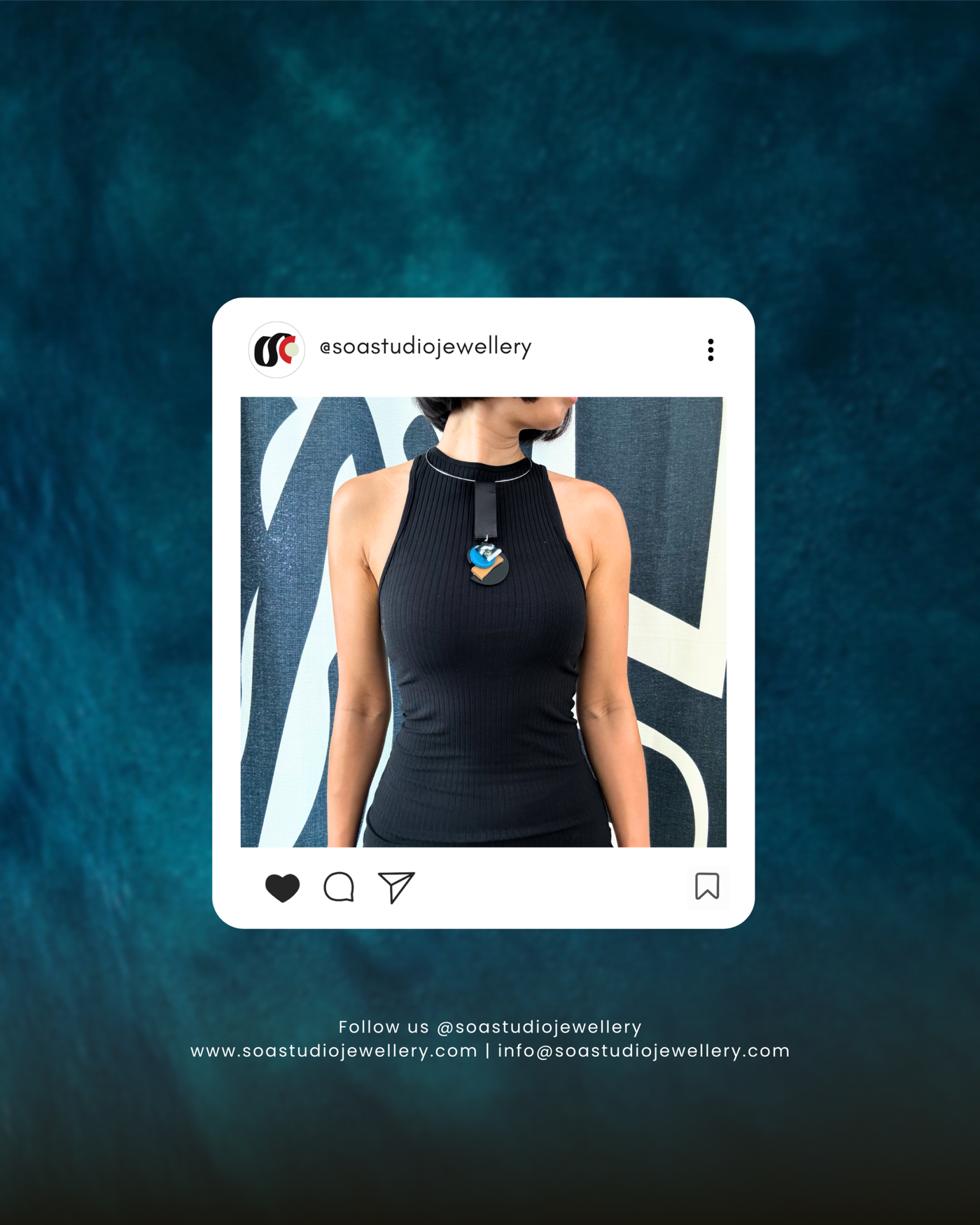 Detachable Arty Necklace Brooch in Ocean Colour