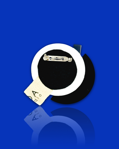 modern zaffre blue brooch with rectangular gemstone and bar-bin fastener