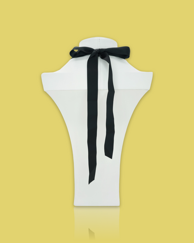 Sophisticated design necklace in squash colour with handmade silk ribbon and die-cut acrylic pendant.
