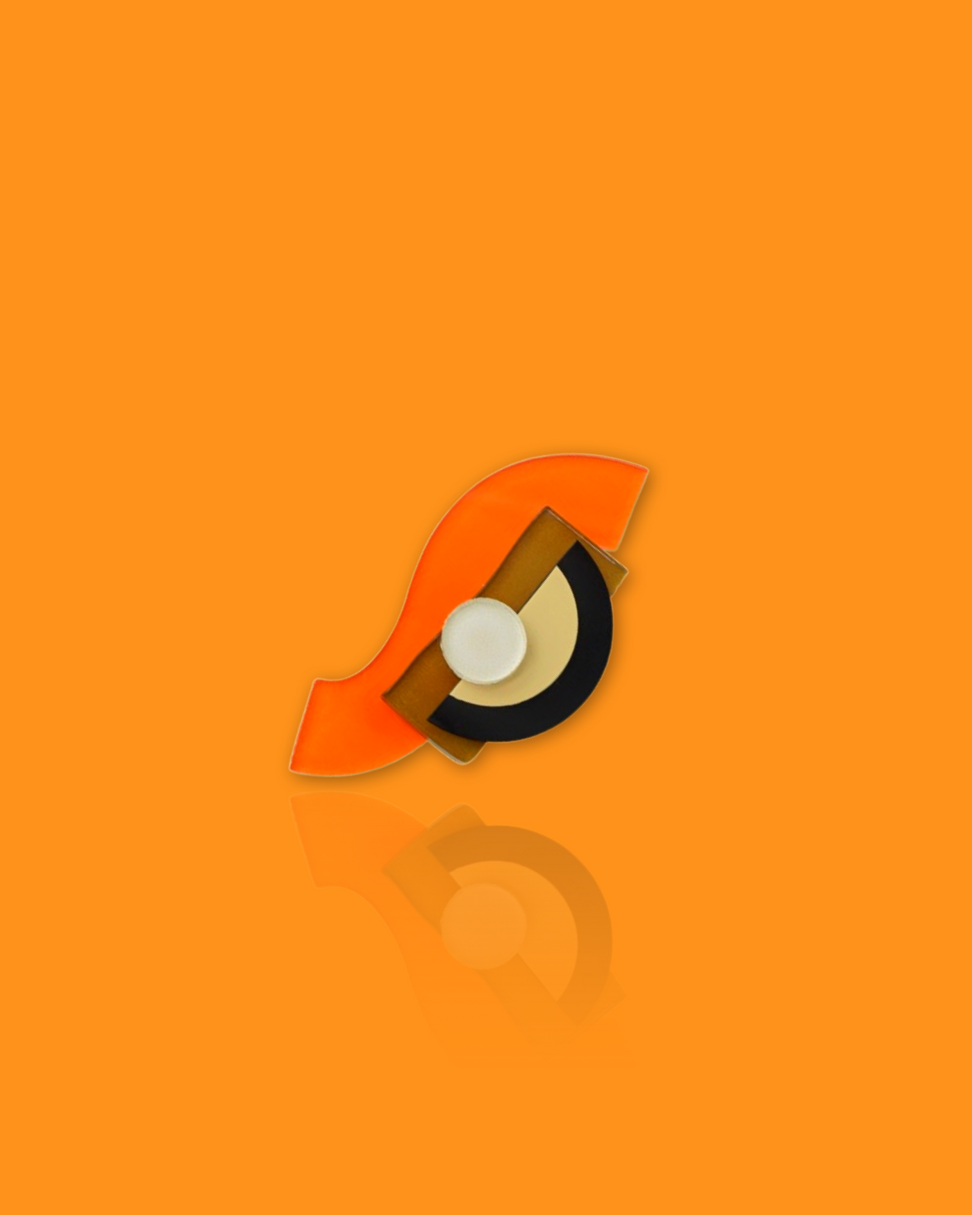 Small tiger-colored geometric brooch with die-cut acrylic design.